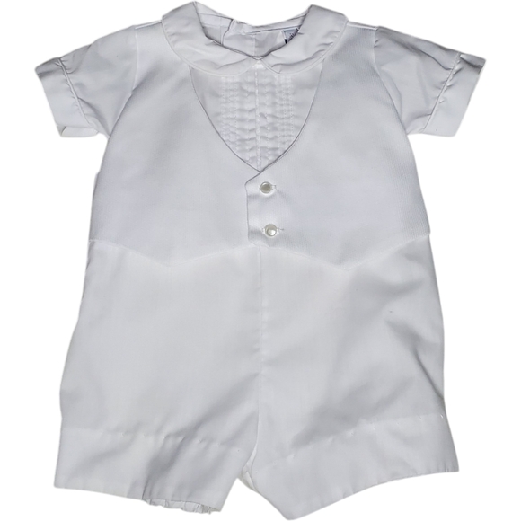 Vintage Alexis Formal Christening or Baptism Romper Outfit White Baby Boy 3M - Picture 1 of 3